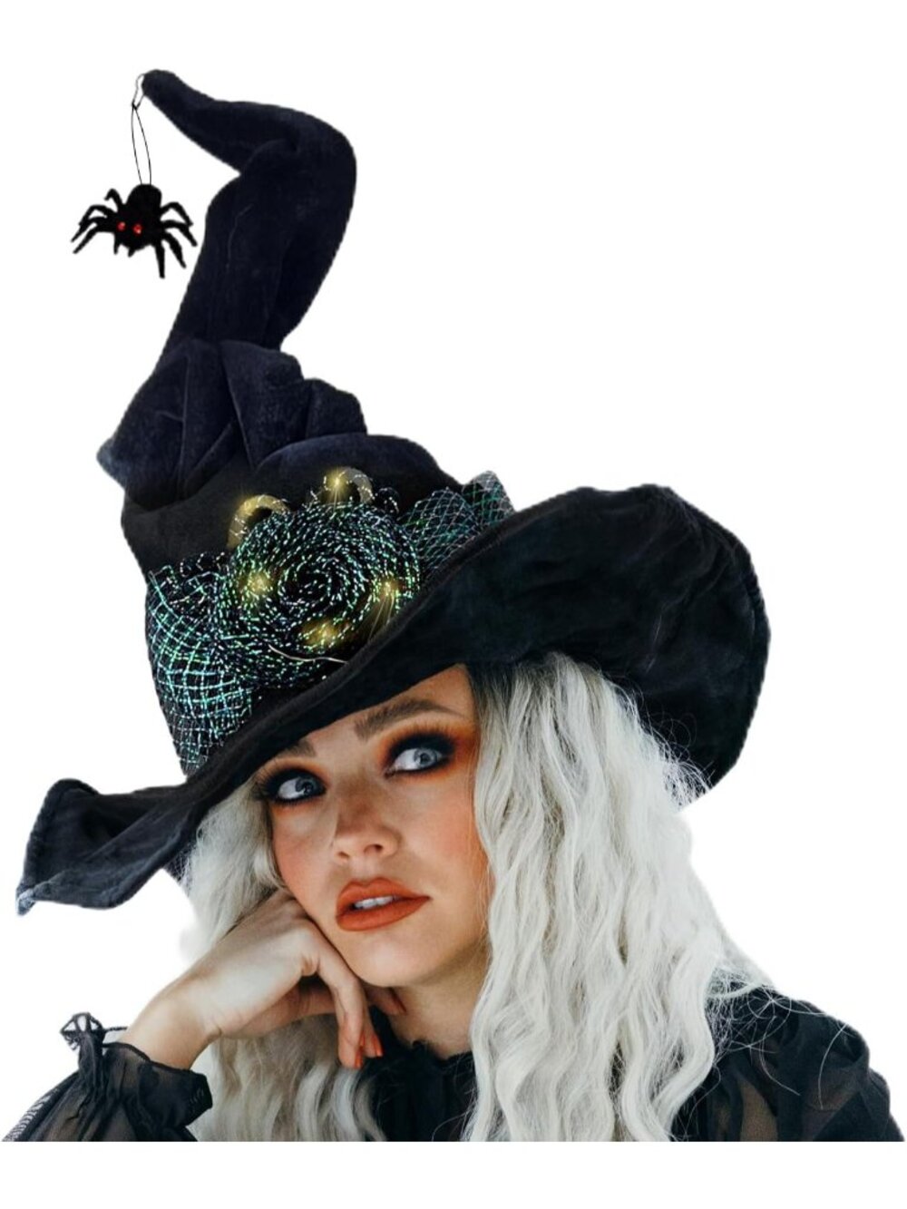 🎃Women's Black Velvet Style Cosplay Costume Accessories Carnival Halloween Hat